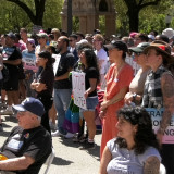Trans Day of Visibility rally attendees protest Gov. Greg Abbott's recent orders at the Texas State Capitol. (Photo: Sam Stark, Reporting Texas TV)