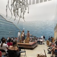 Actors perform Adrienne Dawes' play "Casta" at the Blanton Museum of Art in Austin, Texas, on Oct. 22. (Photo: Oihane Ochoa, Reporting Texas TV)