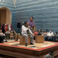 Actors perform Adrienne Dawes' play "Casta" at the Blanton Museum of Art in Austin, Texas, on Oct. 22. (Photo: Oihane Ochoa, Reporting Texas TV)