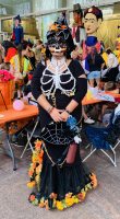 Irma Benavides wore Calavera (skull) face paint to celebrate Día De Los Muertos at Mexic-Arte Museum in Austin, Texas, on Oct. 28, 2023. (Miranda Cazares/Reporting Texas TV)
