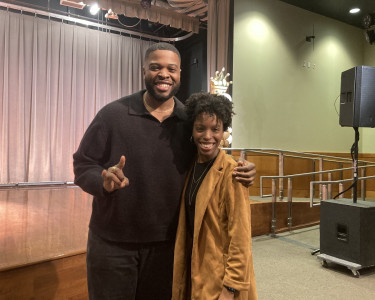 Christian Teague and Brianna McBride served as judges for the Miss Black UT Pageant on Thursday, March 28, 2024. (Mahlah Freeman/Reporting Texas TV)