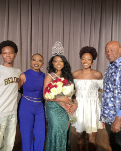 Tayler Edwards and her family celebrate her 2024 Miss Black UT win. (Mahlah Freeman/Reporting Texas TV)
